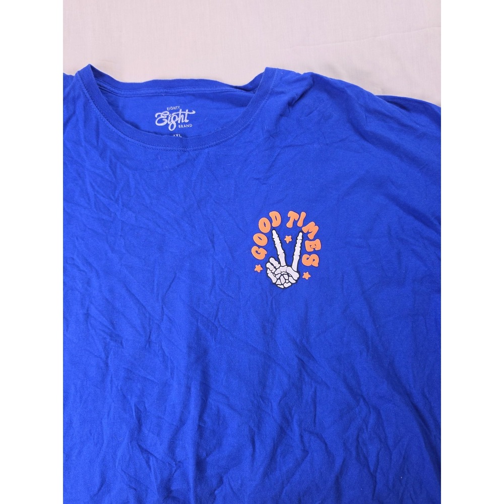 Eighty Eight Shirt Mens 4XL Blue Good Times Skeleton Peace Skull Graphic Tee